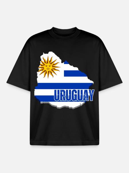 Bandiera dell'Uruguay, orgoglio uruguaiano - T-shirt unisex boxy pesante biologica di Stanley/Stella - nero