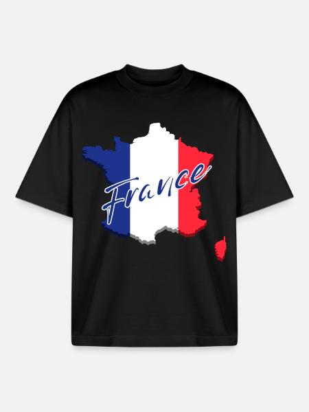 Flag of France, French pride - Boxy Heavyweight Unisex Organic T-Shirt by Stanley/Stella - black