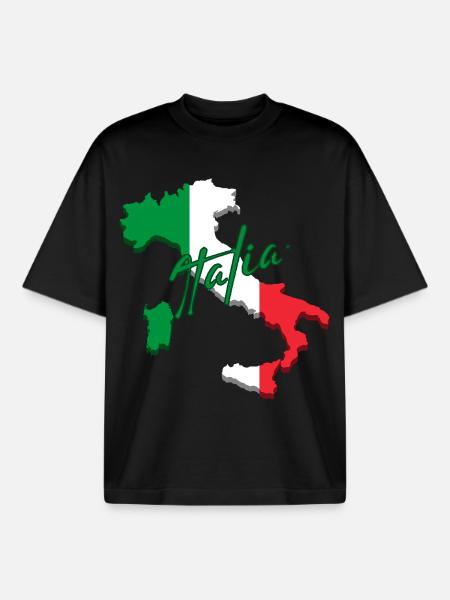 Flag of Italy, Italian pride - Boxy Heavyweight Unisex Organic T-Shirt by Stanley/Stella - black