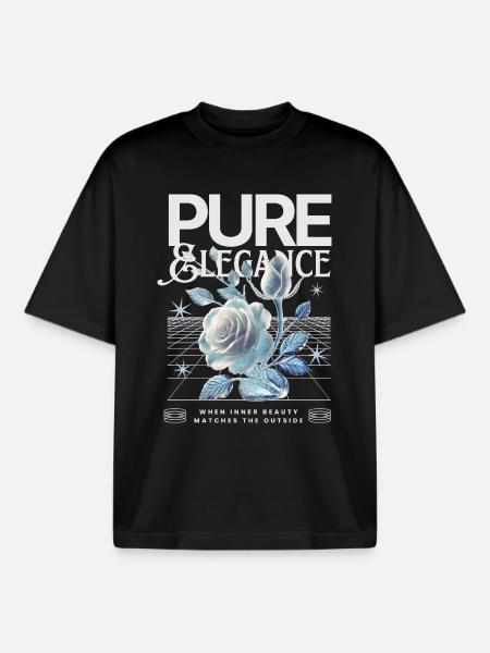Pure & Elegance – Futuristic Rose - Boxy Heavyweight Unisex Organic T-Shirt by Stanley/Stella - black