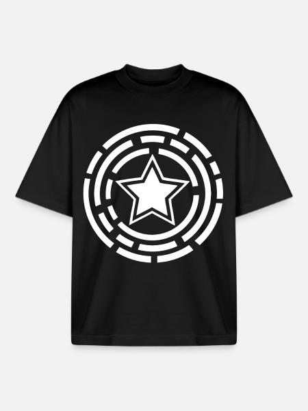 étoile blanche - T-shirt unisexe boxy épais biologique Stanley/Stella - noir