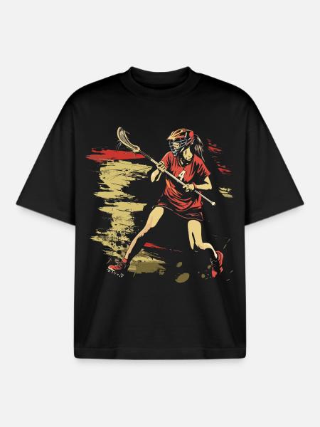 Oldschool Lacrosse Mädchen - Boxy Heavyweight Unisex Organic T-Shirt von Stanley/Stella - Schwarz
