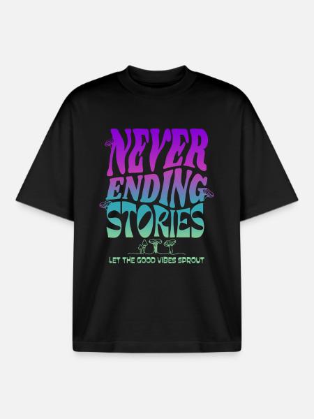 Psychedelisches Pilz-Design – Never Ending Stories - Boxy Heavyweight Unisex Organic T-Shirt von Stanley/Stella - Schwarz