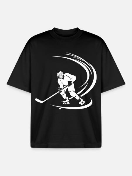 hockey player sketch - Boxy Heavyweight Unisex Organic T-Shirt by Stanley/Stella - black