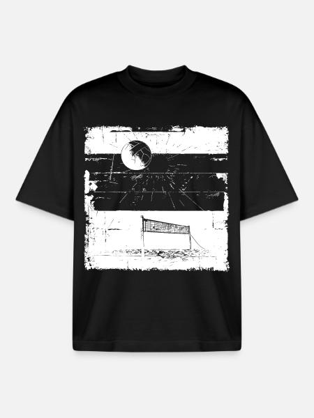 Volleyball Sketch - Boxy Heavyweight Unisex Organic T-Shirt by Stanley/Stella - black