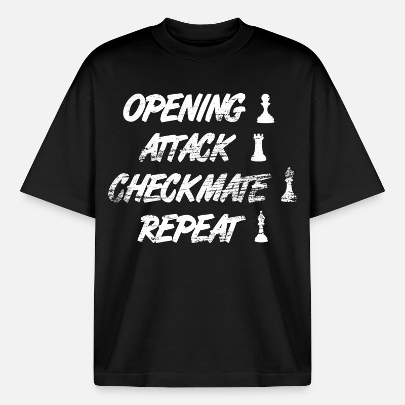 Chess Techniques - Boxy Heavyweight Unisex Organic T-Shirt by Stanley/Stella - black