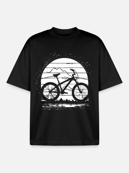 Mountain Biking Drawing - Boxy Heavyweight Unisex Organic T-Shirt by Stanley/Stella - black
