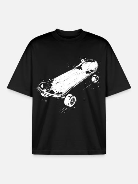 Skateboard Sketch - Boxy Heavyweight Unisex Organic T-Shirt by Stanley/Stella - black