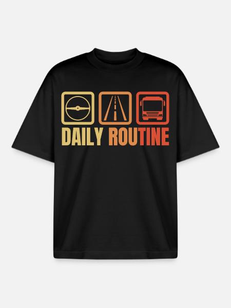 Bus driver daily routine - Boxy Heavyweight Unisex Organic T-Shirt by Stanley/Stella - black