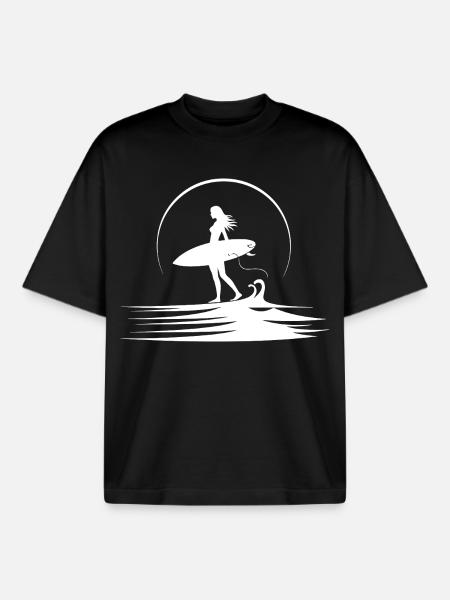 Surfeur - T-shirt unisexe boxy épais biologique Stanley/Stella - noir