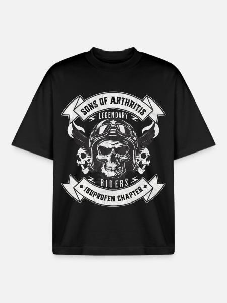 Sons of Arthritis Ibuprofen Chapter Biker - Boxy Heavyweight Unisex Organic T-Shirt by Stanley/Stella - black