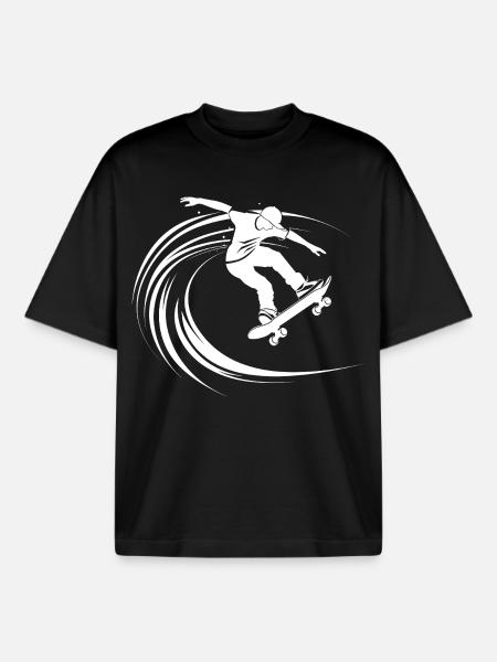 Skateboarder Drawing - Boxy Heavyweight Unisex Organic T-Shirt by Stanley/Stella - black