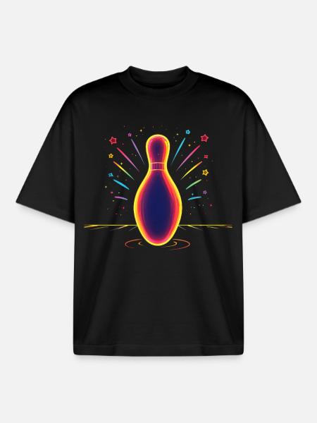 Bowling Synthwave - T-shirt unisexe boxy épais biologique Stanley/Stella - noir