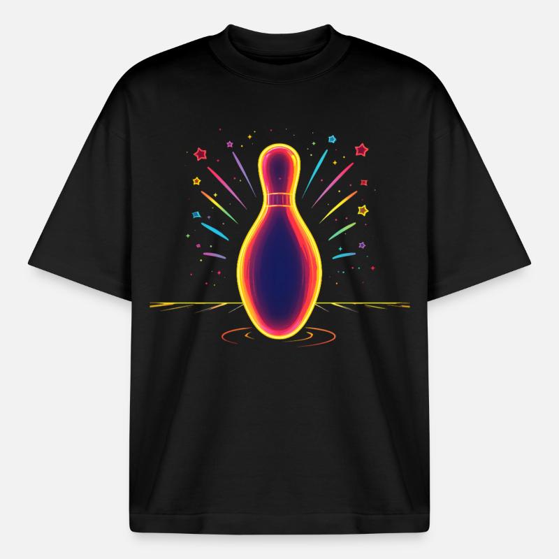 Bowling Synthwave - T-shirt unisexe épais coupe boxy Stanley/Stella - noir