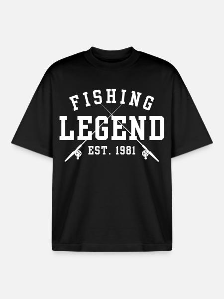 Fishing Legend Est 1981 - Boxy Heavyweight Unisex Organic T-Shirt by Stanley/Stella - black