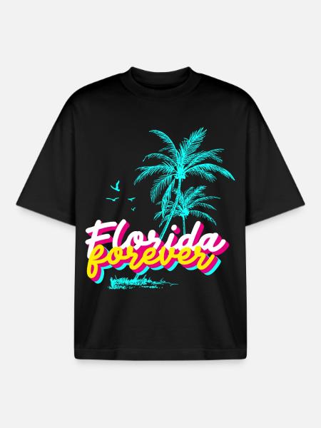 Florida Forever Palmenparadies - Boxy Heavyweight Unisex Organic T-Shirt von Stanley/Stella - Schwarz