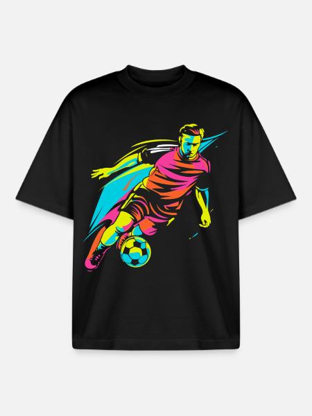 Soccer Player Retrowave - Boxy Heavyweight Unisex Organic T-Shirt by Stanley/Stella - black