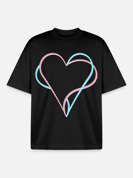 Hearts intertwined blue pink - Boxy Heavyweight Unisex Organic T-Shirt by Stanley/Stella - black