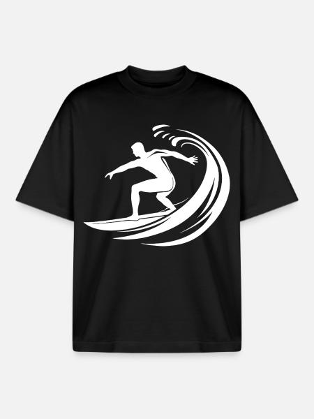 Surfing Logo - Boxy Heavyweight Unisex Organic T-Shirt by Stanley/Stella - black