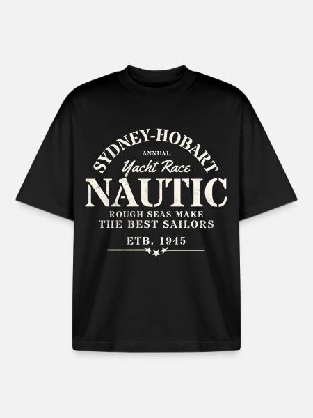 Nautical Design Year 1945 - Boxy Heavyweight Unisex Organic T-Shirt by Stanley/Stella - black