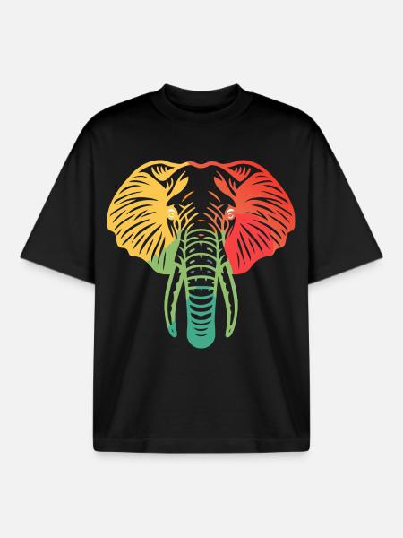 Elefantenkopf bunt - Boxy Heavyweight Unisex Organic T-Shirt von Stanley/Stella - Schwarz