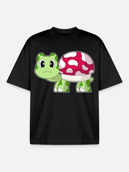 Turtle Mushroom - Boxy Heavyweight Unisex Organic T-Shirt by Stanley/Stella - black