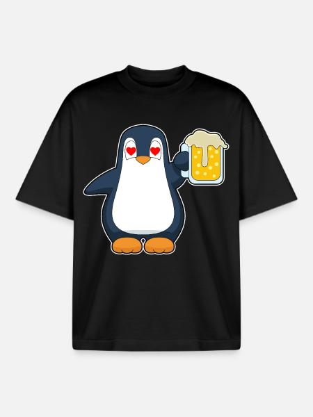 Penguin Beer - Boxy Heavyweight Unisex Organic T-Shirt by Stanley/Stella - black