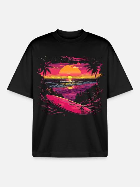 Surfing 90s Look - Boxy Heavyweight Unisex Organic T-Shirt by Stanley/Stella - black