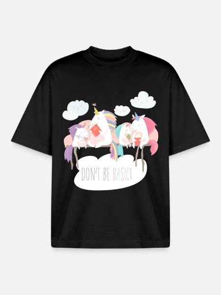 Einhorn don't be basic statement - Boxy Heavyweight Unisex Organic T-Shirt von Stanley/Stella - Schwarz