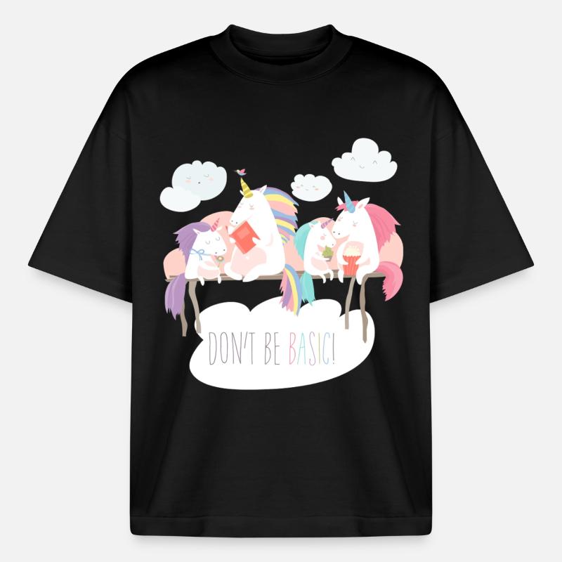 Einhorn don't be basic statement - Boxy Heavyweight Unisex Organic T-Shirt von Stanley/Stella - Schwarz