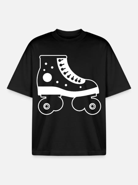 Roller Skates Cartoon Style - Boxy Heavyweight Unisex Organic T-Shirt by Stanley/Stella - black