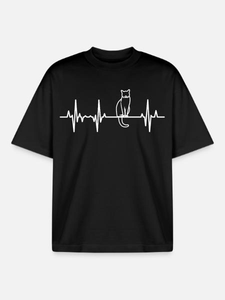 Cat Heart Palpitations - Boxy Heavyweight Unisex Organic T-Shirt by Stanley/Stella - black
