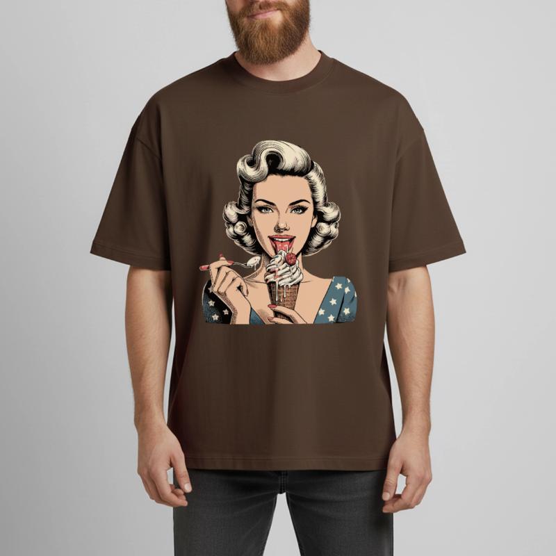 Pin Up Retro Rockabilly Eiscreme Softeis Geschenk Boxy Heavyweight Unisex Organic T-Shirt von Stanley/Stella