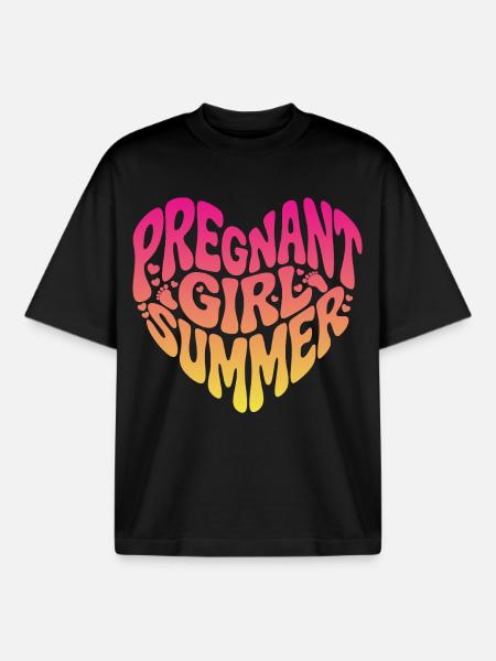 Fille enceinte Été - T-shirt unisexe boxy épais biologique Stanley/Stella - noir