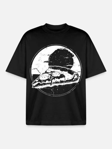 Pizza Piece Drawing - Boxy Heavyweight Unisex Organic T-Shirt by Stanley/Stella - black