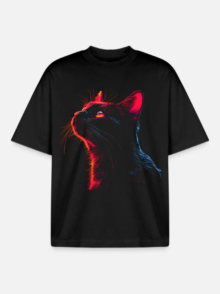 Cats Sketch 90s Look - Boxy Heavyweight Unisex Organic T-Shirt by Stanley/Stella - black