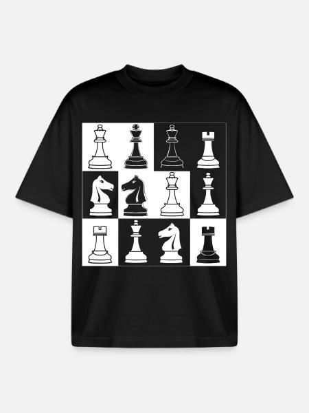 Chess Pieces Sketch - Boxy Heavyweight Unisex Organic T-Shirt by Stanley/Stella - black