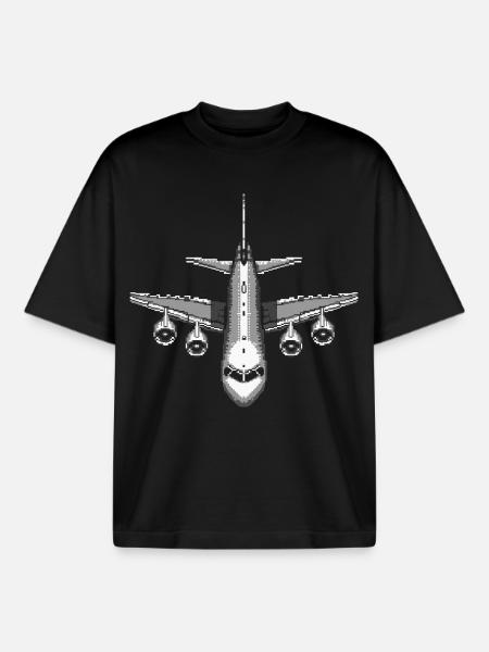 Flugzeug Pixel Kunst - Boxy Heavyweight Unisex Organic T-Shirt von Stanley/Stella - Schwarz