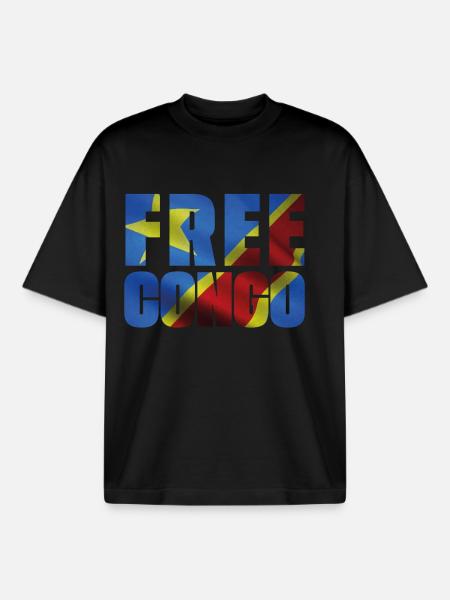 FREE CONGO - T-shirt unisexe boxy épais biologique Stanley/Stella - noir