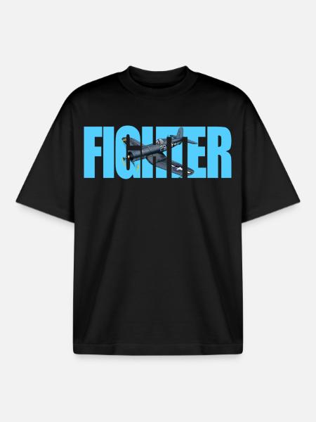 Fighter F4U Corsair - Boxy Heavyweight Unisex Organic T-Shirt by Stanley/Stella - black