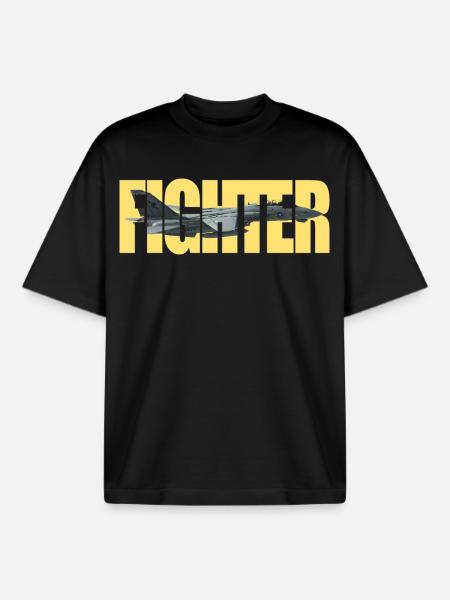 Fighter F-14 Tomcat - Boxy Heavyweight Unisex Organic T-Shirt by Stanley/Stella - black