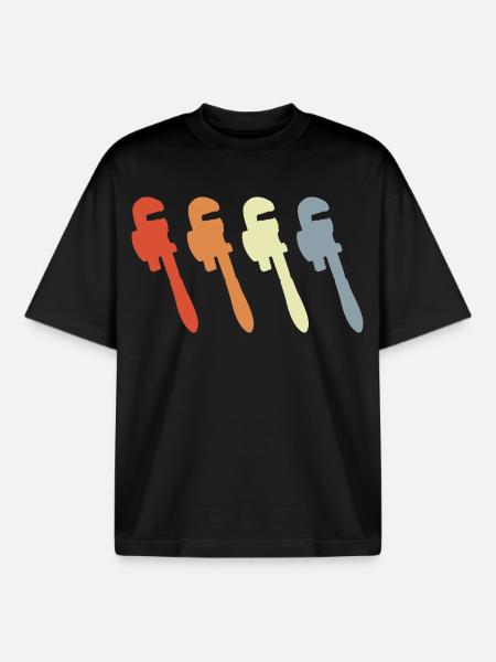 Retro Pipe Wrench - Boxy Heavyweight Unisex Organic T-Shirt by Stanley/Stella - black