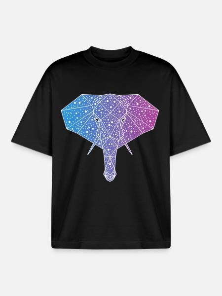 Galactic Elephant - Boxy Heavyweight Unisex Organic T-Shirt by Stanley/Stella - black