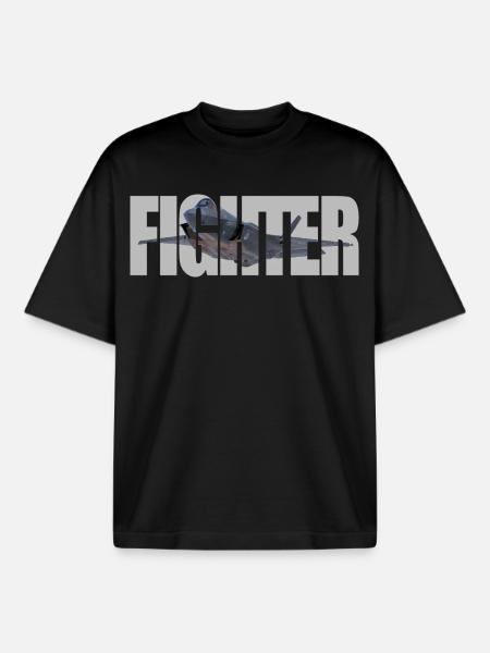 Fighter F-35 Lightning II - Boxy Heavyweight Unisex Organic T-Shirt by Stanley/Stella - black