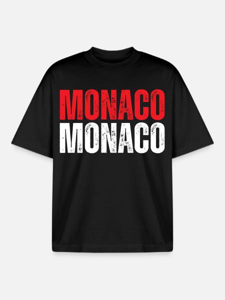 Monaco flag, Monegasque pride - Boxy Heavyweight Unisex Organic T-Shirt by Stanley/Stella - black