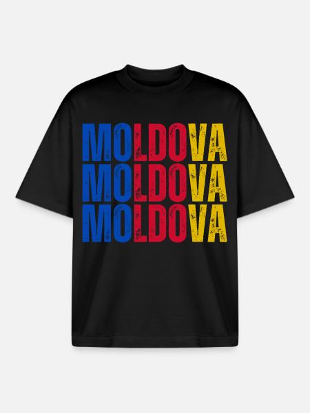 Moldovan flag, Moldovan pride - Boxy Heavyweight Unisex Organic T-Shirt by Stanley/Stella - black