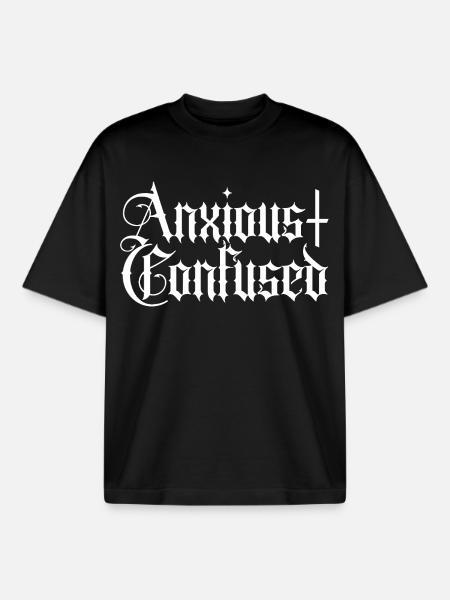 Anxious & Confused - Boxy Heavyweight Unisex Organic T-Shirt by Stanley/Stella - black