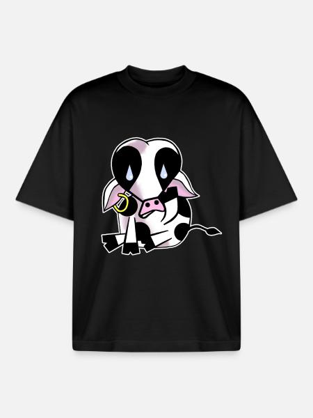 Sad cow - Boxy Heavyweight Unisex Organic T-Shirt by Stanley/Stella - black