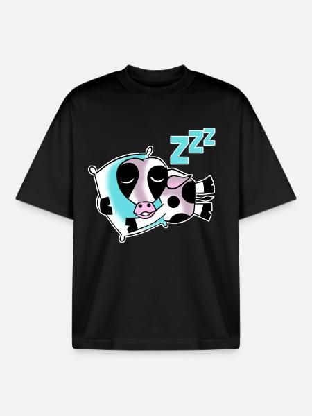 Sleeping cow - Boxy Heavyweight Unisex Organic T-Shirt by Stanley/Stella - black
