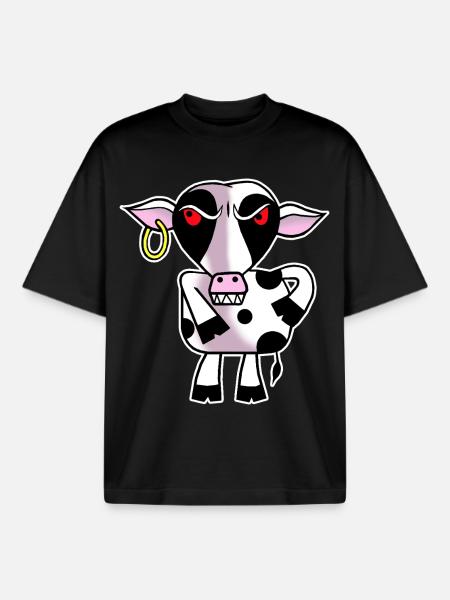 Angry cow - Boxy Heavyweight Unisex Organic T-Shirt by Stanley/Stella - black